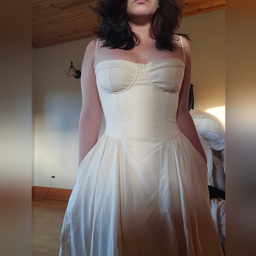 HOUSE OF CB-Elegant Cream Strapless Dress